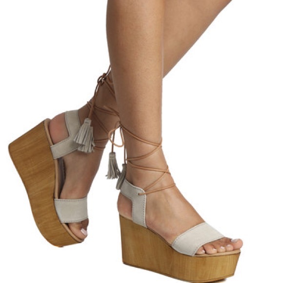 steve madden tie up wedges
